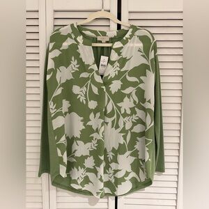 LOFT Outlet White and Cream 3/4 Sleeve Boxy Blouse S NWT